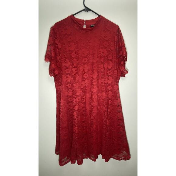 Torrid Sz 3 A Line Lace Overlay Cocktail Formal Pretty Red Party Dress - Picture 2 of 16
